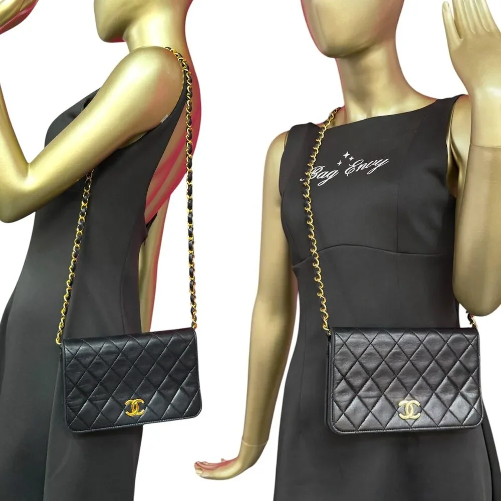 CHANEL Black Lambskin Full Flap Chain Bag - Picture 2 of 8